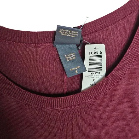 TORRID Outlander Burgundy Lace Waist Sweater Dress Plus size 2X NWT - Picture 8 of 14